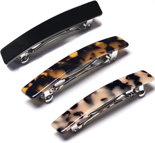Main image of Hair Barrettes for Women French Hair Barrette Clip Small Acetate Hair Clips Barrette No Slip Hair Accessories 3-Pack