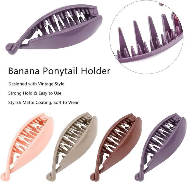 Alt view image 3 of 7 - 4PCS Small Banana Clip, Banana Clips for Thin Hair Strong Hold Bun Holder Jaw Barrettes for Women and Girls