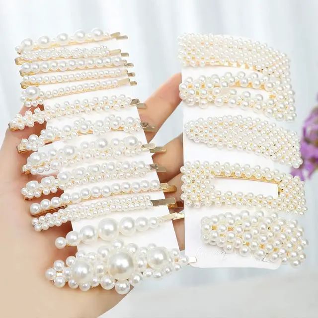 Alt view image 2 of 7 - laxizar 18 Pcs Pearl Hair Clips Large Hair Clip for Women Hair Accessories