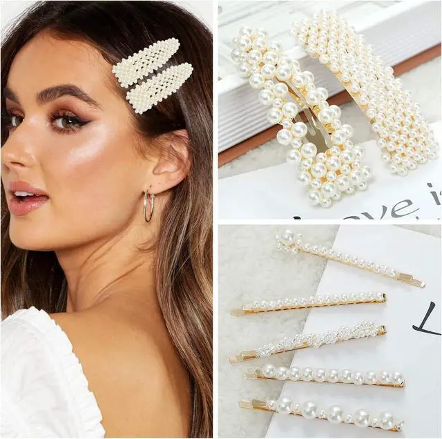 Alt view image 5 of 7 - laxizar 18 Pcs Pearl Hair Clips Large Hair Clip for Women Hair Accessories