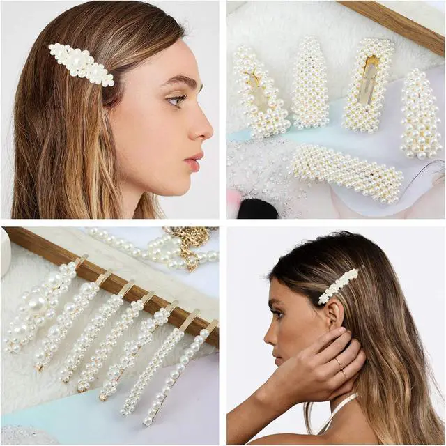 Alt view image 6 of 7 - laxizar 18 Pcs Pearl Hair Clips Large Hair Clip for Women Hair Accessories