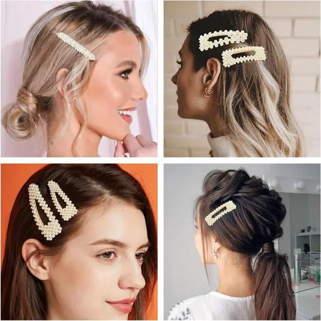 Alt view image 7 of 7 - laxizar 18 Pcs Pearl Hair Clips Large Hair Clip for Women Hair Accessories