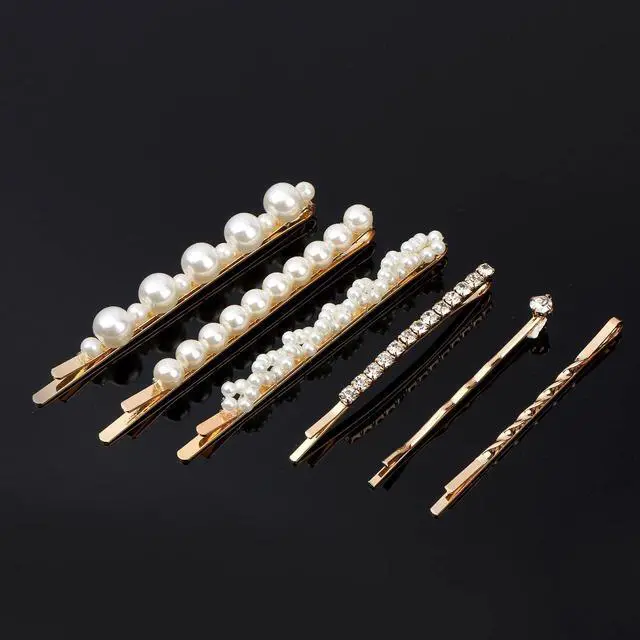 Alt view image 2 of 7 - 20 Pcs Elegant Hair Barrettes Golden Metal Hair Clip Pearl Hair Pins | Alloy gold-plated imitation pearl hair accessories, gentle on hair. Hair barrettes Ideal for weddings, dances, and daily