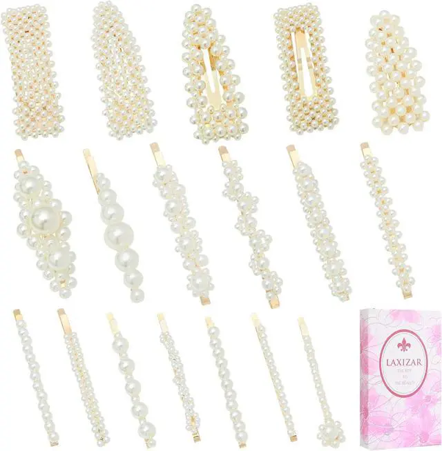 Alt view image 3 of 7 - laxizar 18 Pcs Pearl Hair Clips Large Hair Clip for Women Hair Accessories