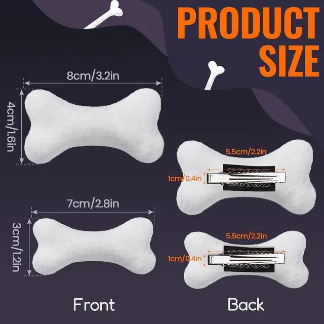 Alt view image 2 of 7 - YGDZ 4PCS Bone Hair Clips, White Dog Hair Pins for Halloween Costume, Emo Hair Clips, Bone Clips for Hair, Cutecore Accessories for Women Girls