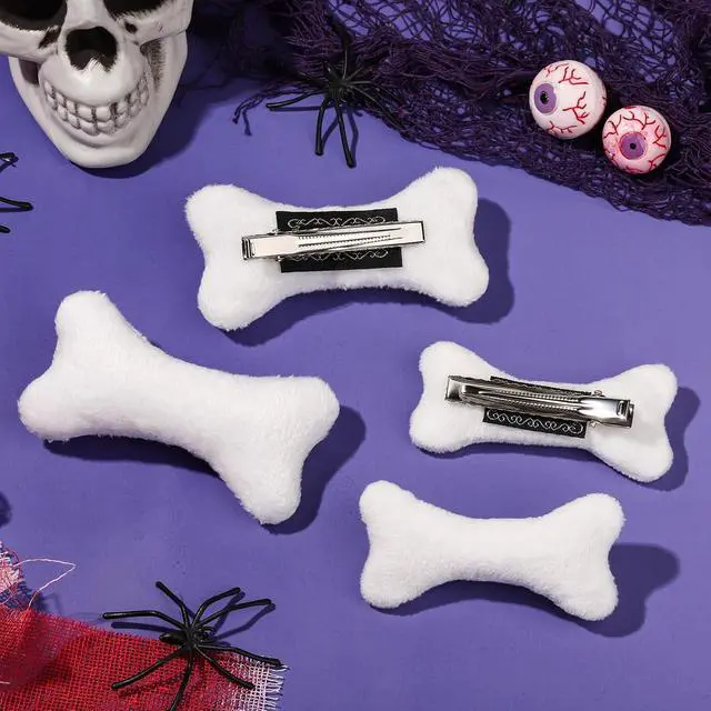 Alt view image 6 of 7 - YGDZ 4PCS Bone Hair Clips, White Dog Hair Pins for Halloween Costume, Emo Hair Clips, Bone Clips for Hair, Cutecore Accessories for Women Girls