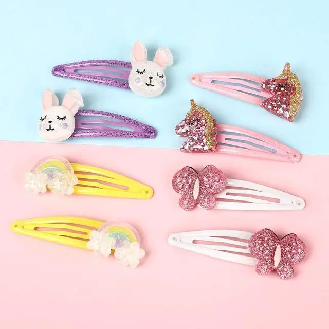Alt view image 7 of 7 - Wingchold 16Pcs Girls Unicorn, Butterfly, Flower, Rabbit Hair Clips - Sparkly Rainbow Hair Accessories for Toddlers, Kids, Hair Clips for Party, Birthday Gift Supplies Favors