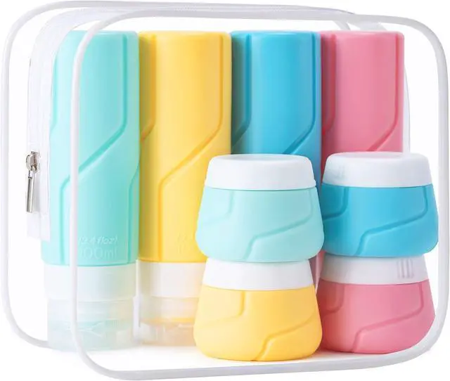 Main image of Travel Bottles - 15 Pack, TSA Approved Travel Size Toiletries, Leak Proof Silicone Squeezable Containers in Clear Bag(Colorful)