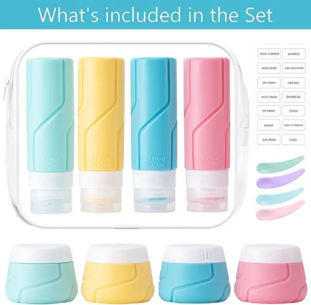 Alt view image 2 of 7 - Travel Bottles - 15 Pack, TSA Approved Travel Size Toiletries, Leak Proof Silicone Squeezable Containers in Clear Bag(Colorful)