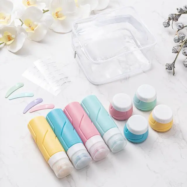 Alt view image 3 of 7 - Travel Bottles - 15 Pack, TSA Approved Travel Size Toiletries, Leak Proof Silicone Squeezable Containers in Clear Bag(Colorful)