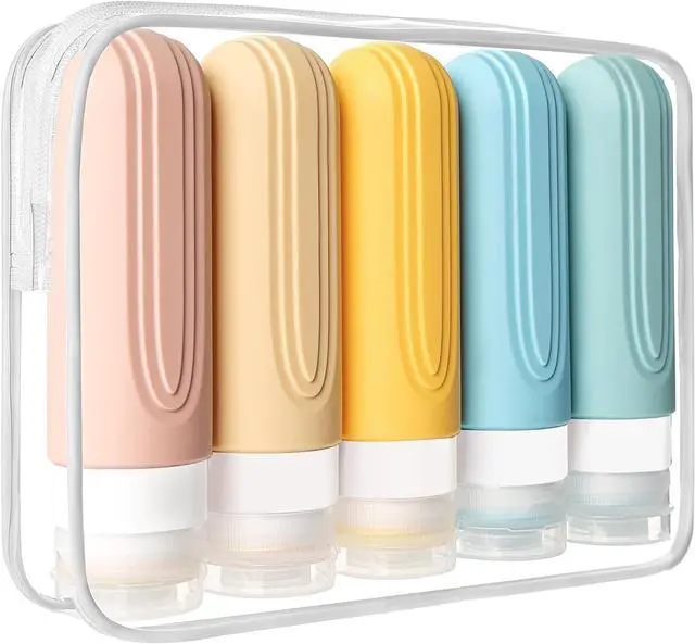 Main image of Travel Bottles for Toiletries, 5 Pack TSA Approved Travel Size Containers, 3oz Leak Proof Refillable Travel Accessories for Shampoo Conditioner, BPA Free Travel Bottles with Toiletry Bag