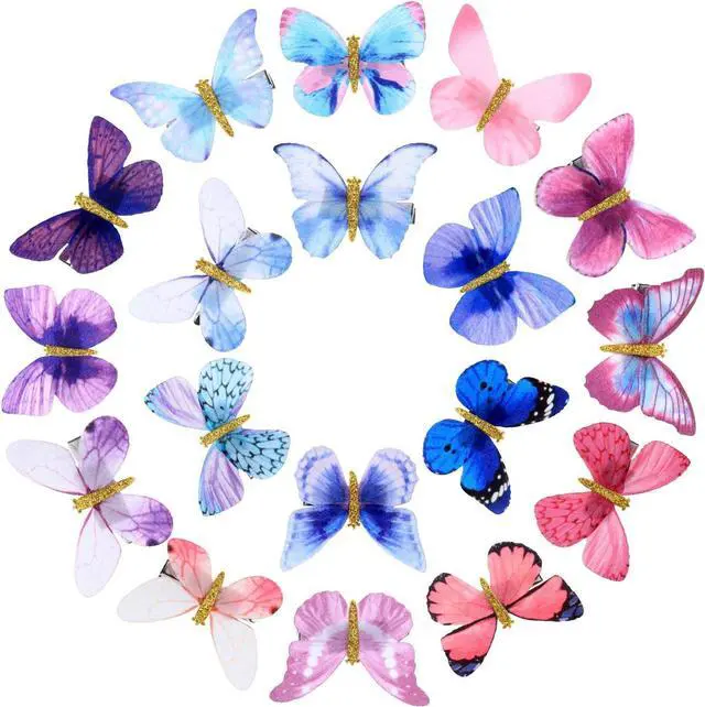 Main image of Boao 18 Pieces Glitter Butterfly Hair Clips Fresh Styles | Y2k Colorful Hair Accessories for Teens Women, Cute 90s Hair Barrettes, Festivals and Everyday Styling