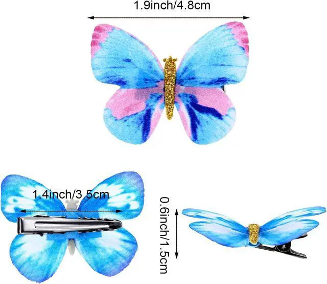 Alt view image 5 of 7 - Boao 18 Pieces Glitter Butterfly Hair Clips Fresh Styles | Y2k Colorful Hair Accessories for Teens Women, Cute 90s Hair Barrettes, Festivals and Everyday Styling