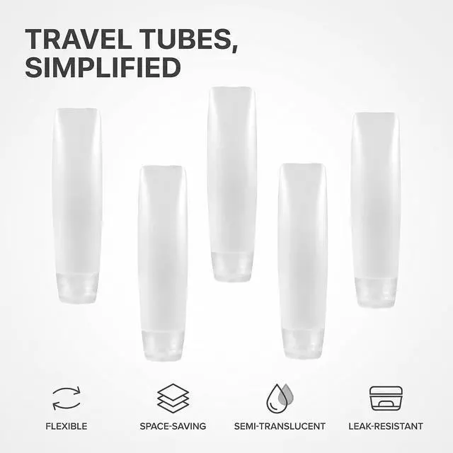 Alt view image 2 of 6 - GANPUB 5 Pcs White 1 oz Travel Bottles Empty Refillable Toothpaste Tubes Containers Small Mini Size Squeeze Dispensers, Refillable Containers Pump Dispensers Refillable Cosmetic(10 * 2.7cm)