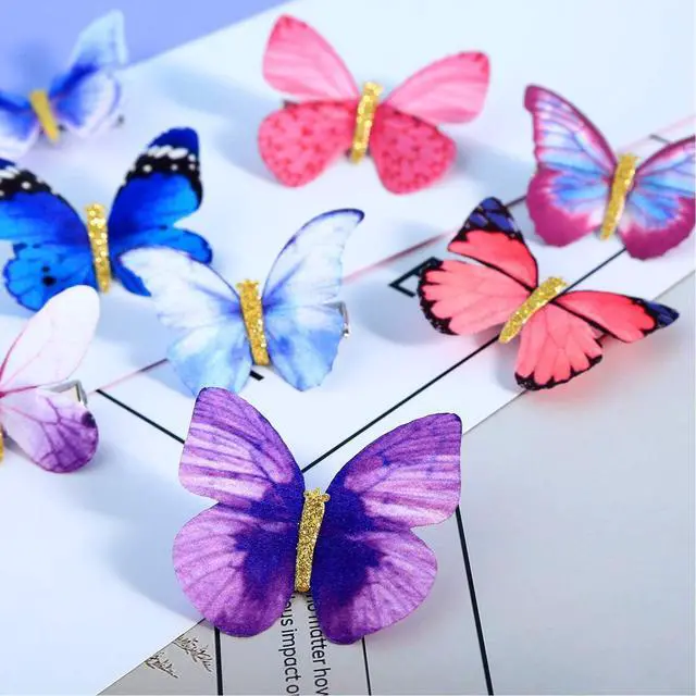 Alt view image 6 of 7 - Boao 18 Pieces Glitter Butterfly Hair Clips Fresh Styles | Y2k Colorful Hair Accessories for Teens Women, Cute 90s Hair Barrettes, Festivals and Everyday Styling