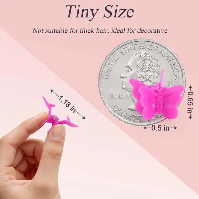 Alt view image 3 of 7 - 60PCS Mini Butterfly Hair Clips, 90s Rainbow Accessories for Women | Lightweight smooth plastic, non-slip grip. Ideal for thin, thick, curly or straight hair. Perfect for daily styling