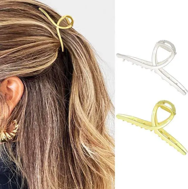 Main image of CAKURE Metal Hair Clips Gold Claw Clip Small Hair Clips for Thin Hair Hair Accessories for Women and Girls (Pack of 2)