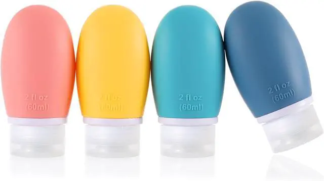 Main image of Leak Proof Silicone Travel Bottles,4 Pack 2oz Liquid Squeezable Refillable Portable Travel Accessories/Cosmetic Containers,BPA Free,Travel Size Bottles for Toiletries Shampoo Conditioner Lotion