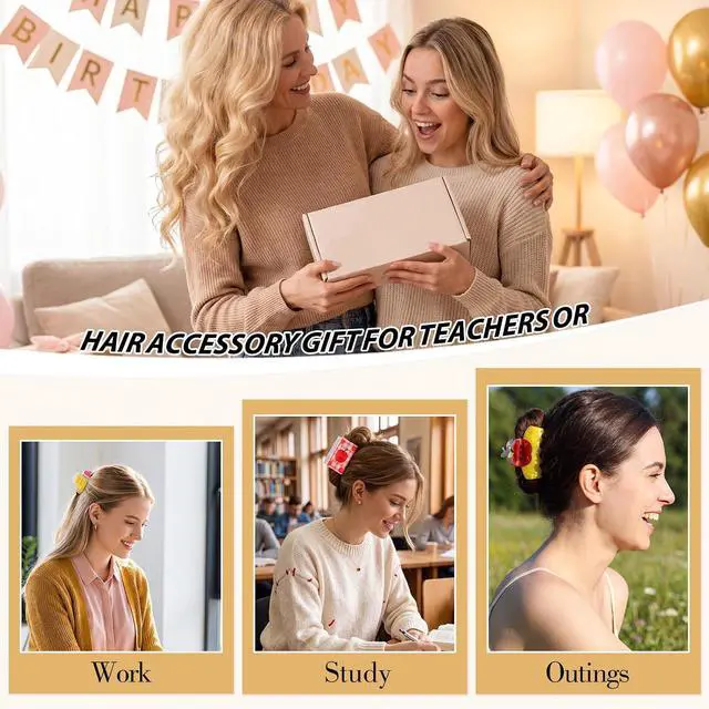 Alt view image 6 of 6 - 4 Pcs Back to School Hair Claw Clips Accessories Teacher Gifts for Women | Pencil Cute Barrettes Hair Accessories First Day Of School Supplies Students Styling Classroom Wear Outfit, Plastic 3.2-3.3In