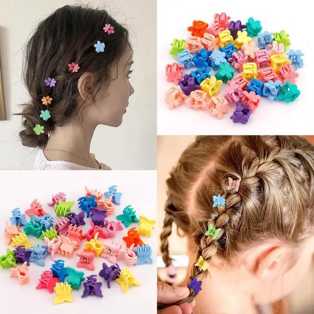 Alt view image 2 of 7 - SuPoo Hair Clips, 80 Pcs Butterfly & Flower Mini Hair Clips for Girls, Tiny Claw Clips, Hair Accessories Barrettes for Girls, Non-slip, Easy to Open for Any Occasion, Multi-functional Usage
