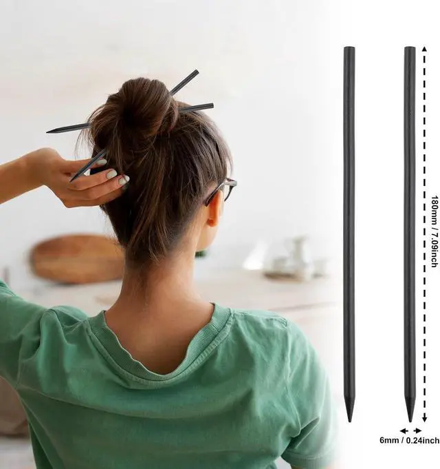 Alt view image 2 of 7 - 22 Pack Chopsticks for Hair Bun Chinese Hair Sticks, Black Wood Hair Sticks Chopsticks, Pencil Long Hairpins Hair Clips for Hairstyles Decorative Accessories for Women Girls