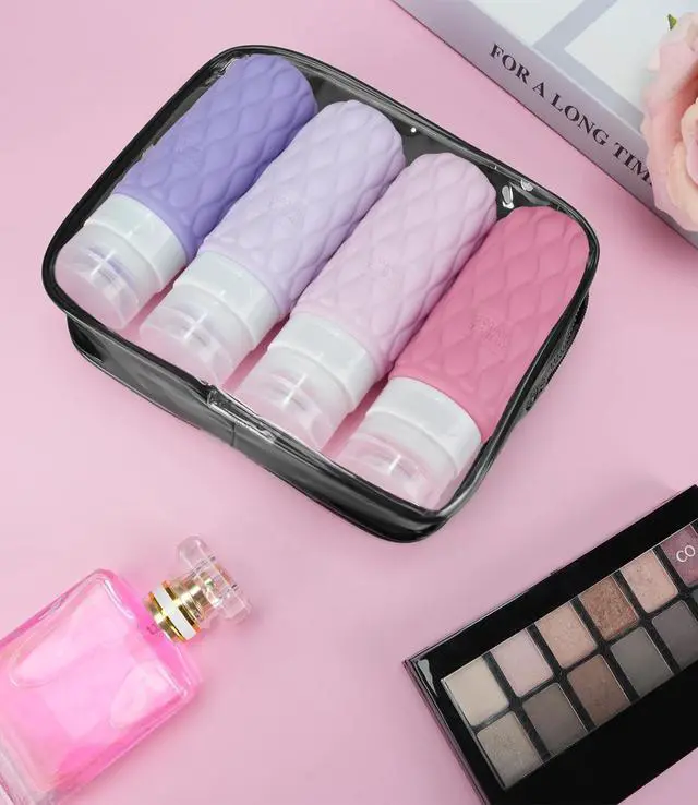 Alt view image 6 of 7 - 3.4oz Silicone Travel Bottles for Toiletries Refillable Liquid Accessories | for Shampoo and Conditioner, TSA Approved Leakproof Squeeze Bottles Travel-friendly with Labels/Clear Bag