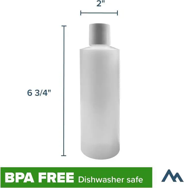 Alt view image 2 of 6 - Pinnacle Mercantile 6-Pack Plastic Squeeze Bottles Flip Top 8 oz Refillable Travel Shampoo Soap Lotion Conditioner Made in USA