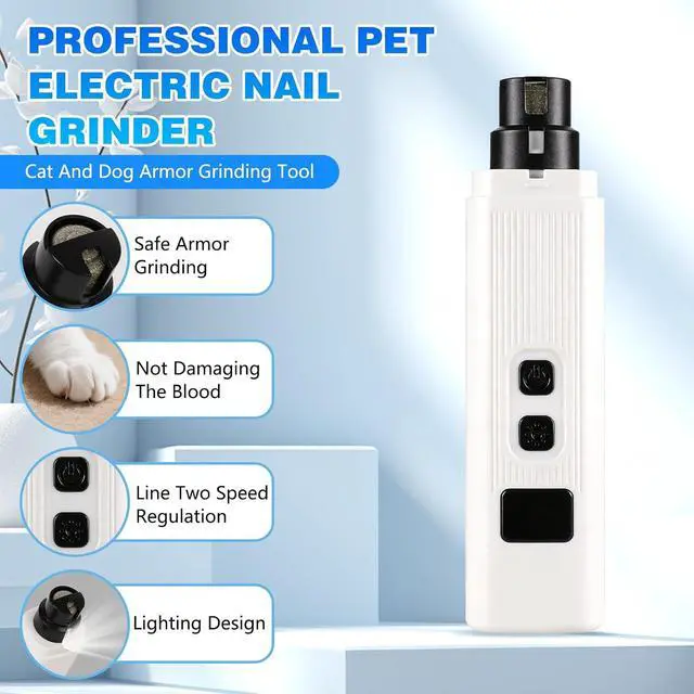 Alt view image 2 of 7 - Cat Nail, Safe Cut Cat Nail Trimmer, Nail Trimmer, Two Adjustable with 360° Grinding Settings, Low-Vibration Ultra-Quiet Under 40dB, Easy to Clean, Powerful Enough, Suitable for Cats and Dogs (White)