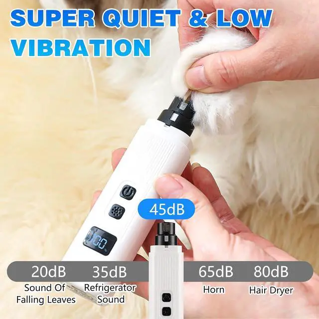 Alt view image 4 of 7 - Cat Nail, Safe Cut Cat Nail Trimmer, Nail Trimmer, Two Adjustable with 360° Grinding Settings, Low-Vibration Ultra-Quiet Under 40dB, Easy to Clean, Powerful Enough, Suitable for Cats and Dogs (White)