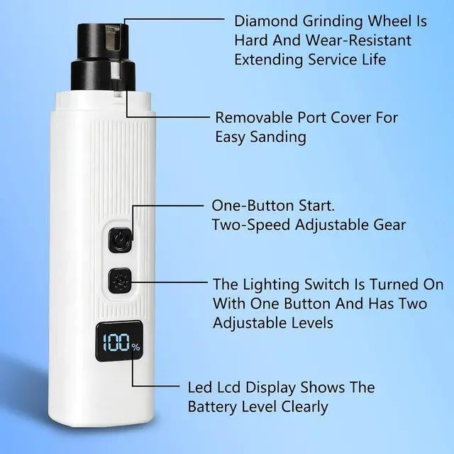 Alt view image 7 of 7 - Cat Nail, Safe Cut Cat Nail Trimmer, Nail Trimmer, Two Adjustable with 360° Grinding Settings, Low-Vibration Ultra-Quiet Under 40dB, Easy to Clean, Powerful Enough, Suitable for Cats and Dogs (White)