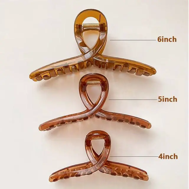 Alt view image 2 of 7 - large claw clips, jumbo hair clip, claw hair clips for women, hair clips for thin hair, 4 pcs, 6-inch, Neutral Color.