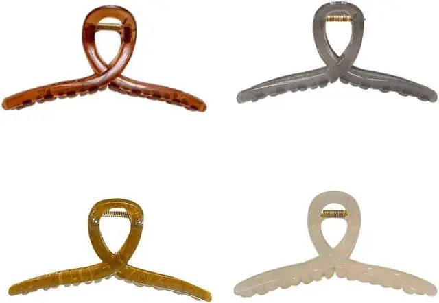 Alt view image 3 of 7 - large claw clips, jumbo hair clip, claw hair clips for women, hair clips for thin hair, 4 pcs, 6-inch, Neutral Color.