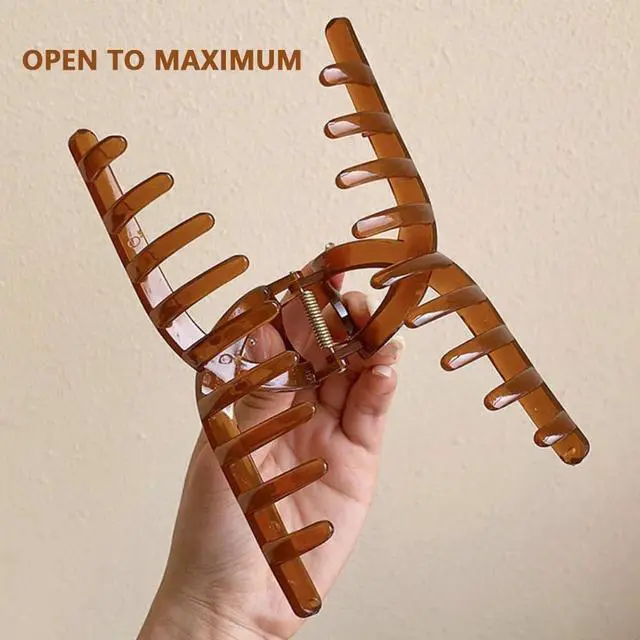 Alt view image 5 of 7 - large claw clips, jumbo hair clip, claw hair clips for women, hair clips for thin hair, 4 pcs, 6-inch, Neutral Color.