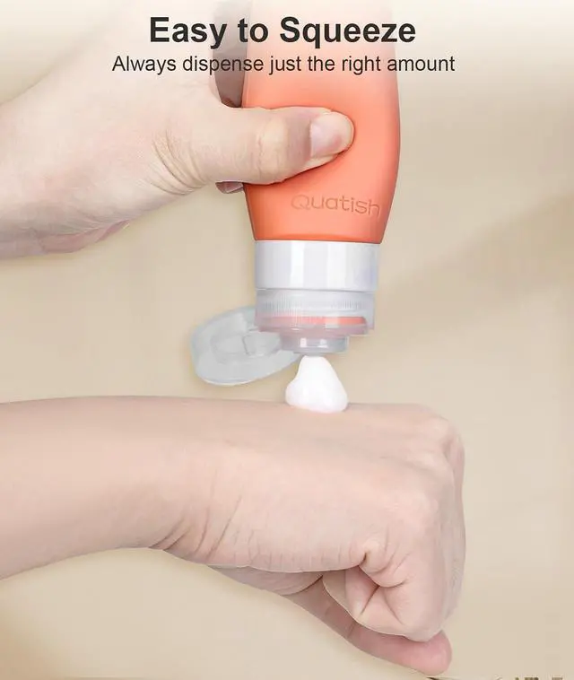 Alt view image 3 of 6 - Quatish Travel Bottles for Toiletries 6 Pack, Original Patented Leakproof 3 oz Tsa Approved Travel Size Containers, BPA Free Silicone Shampoo and Conditioner Bottle, Cruise Camping Essentials, Macaron