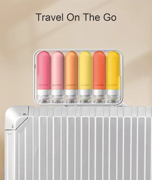 Alt view image 6 of 6 - Quatish Travel Bottles for Toiletries 6 Pack, Original Patented Leakproof 3 oz Tsa Approved Travel Size Containers, BPA Free Silicone Shampoo and Conditioner Bottle, Cruise Camping Essentials, Macaron