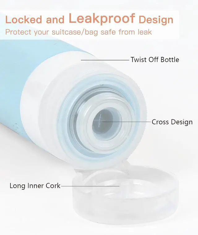 Alt view image 2 of 7 - Quatish Travel Bottles for Toiletries 6 Pack, Original Patented Leakproof 3 oz Tsa Approved Travel Size Containers, BPA Free Silicone Shampoo and Conditioner Bottles, Cruise Camping Essentials, Black