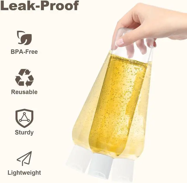 Alt view image 3 of 7 - 2-Pack 8 oz Plastic Shampoo Squeeze Bottles with Disc Caps, Clear | Leak Proof, Refillable, Empty Travel Containers for Handmade Toiletries, Conditioner, Lotions, Liquid Gels, White Tops