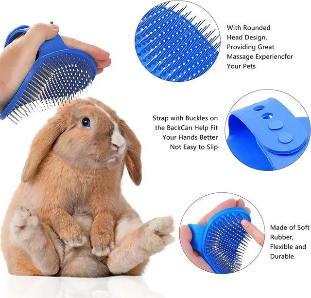 Alt view image 3 of 7 - 7-Piece Small Pet Grooming Kit with Brush, Nail Clippers, and Adjustable Strap for Rabbits, Hamsters, Guinea Pigs (Blue)