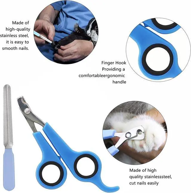 Alt view image 5 of 7 - 7-Piece Small Pet Grooming Kit with Brush, Nail Clippers, and Adjustable Strap for Rabbits, Hamsters, Guinea Pigs (Blue)