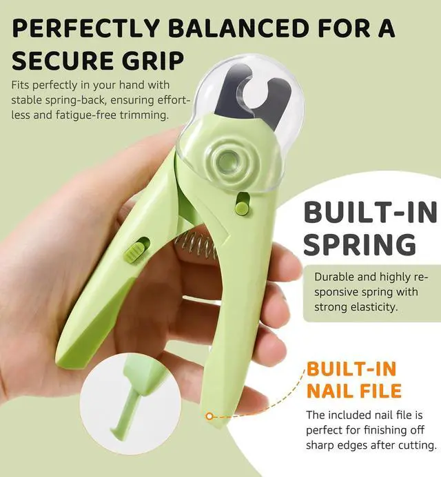 Alt view image 4 of 6 - Pet Nail Clipper with Light for Cats & Small Dogs Puppies, Ultra Bright LED to Illuminate Nail Bloodline to Avoid Over Cutting, Extra-Sharp and Durable Cat Claw Trimmer with Nail File (Green)