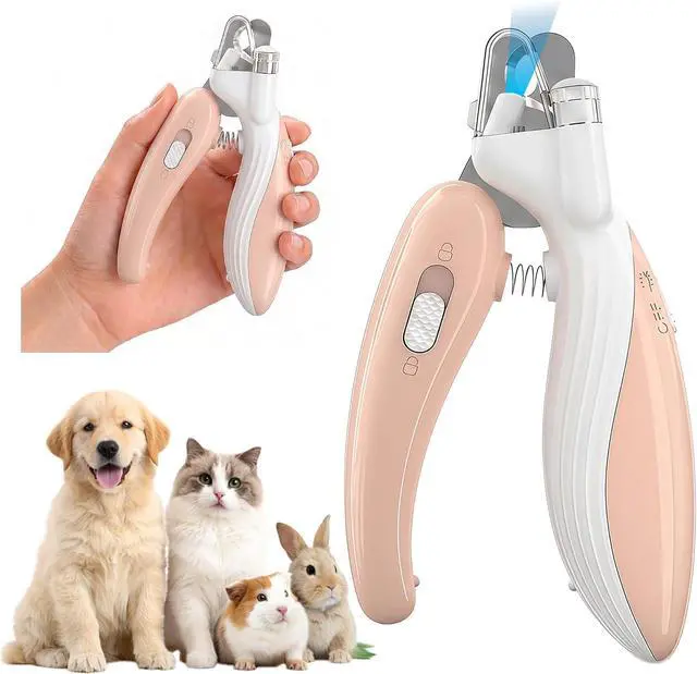 Main image of Cat & Small Dog Nail Clippers with LED Light, Illuminates the Nail Quick for Better Visibility, Pet Nail Trimmer with Safety Guard & Built-in Nail Catcher for Rabbits and Small Animals(Pink)