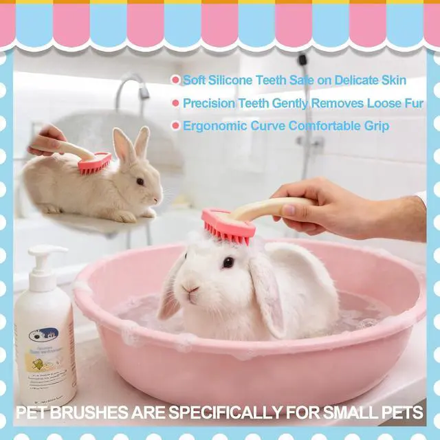 Alt view image 7 of 7 - Rabbit Grooming Kit, Rabbit Brush for Shedding with Bunny Nail Clipper, Rabbit Nail Trimmers with Pet Combs for Hamster Guinea Pig Ferret by KALAMANDA