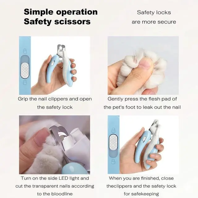 Alt view image 6 of 7 - Cat & Small Dog Nail Clippers with LED Light, Illuminates the Nail Quick for Better Visibility, Pet Nail Trimmer with Safety Guard & Built-in Nail Catcher for Rabbits and Small Animals(Pink)