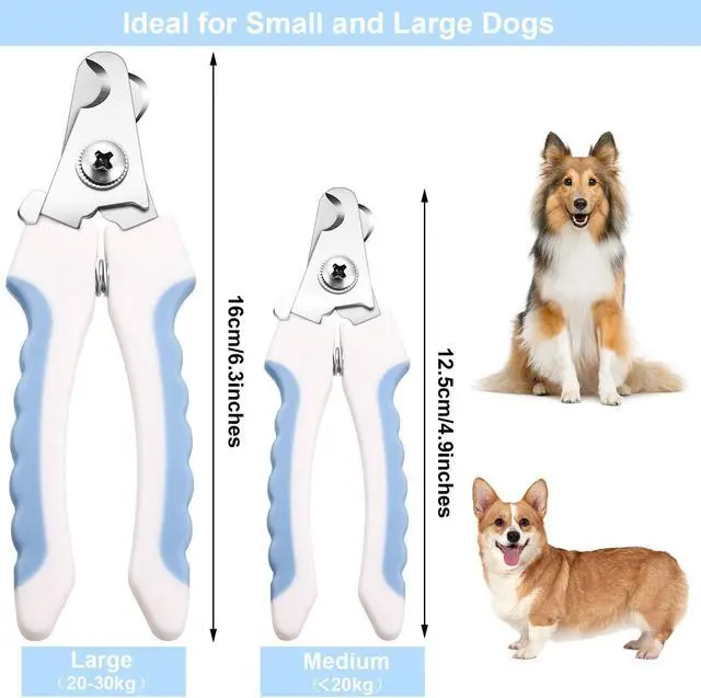 Alt view image 2 of 6 - Mudder 4 Pieces Dog Nail Clippers Kit Dog Cat Pets Nail Clippers and Trimmers with Safety Guard to Avoid Over Cutting for Large Small Animals Pet Grooming (Blue and White)