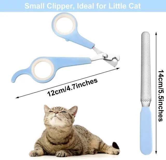 Alt view image 3 of 6 - Mudder 4 Pieces Dog Nail Clippers Kit Dog Cat Pets Nail Clippers and Trimmers with Safety Guard to Avoid Over Cutting for Large Small Animals Pet Grooming (Blue and White)