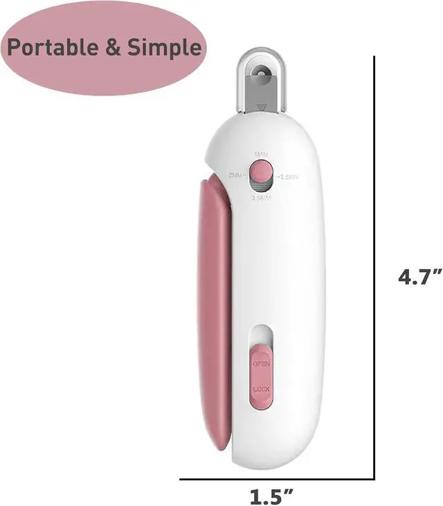 Alt view image 2 of 6 - Cat Nail Clipper | Cat Nail Trimmer with Clipping Debris Storage, Adjustable Sizes, Hidden Nail File, Round Hole Blade for Injury-Free Grooming Tool for Pets, Pink