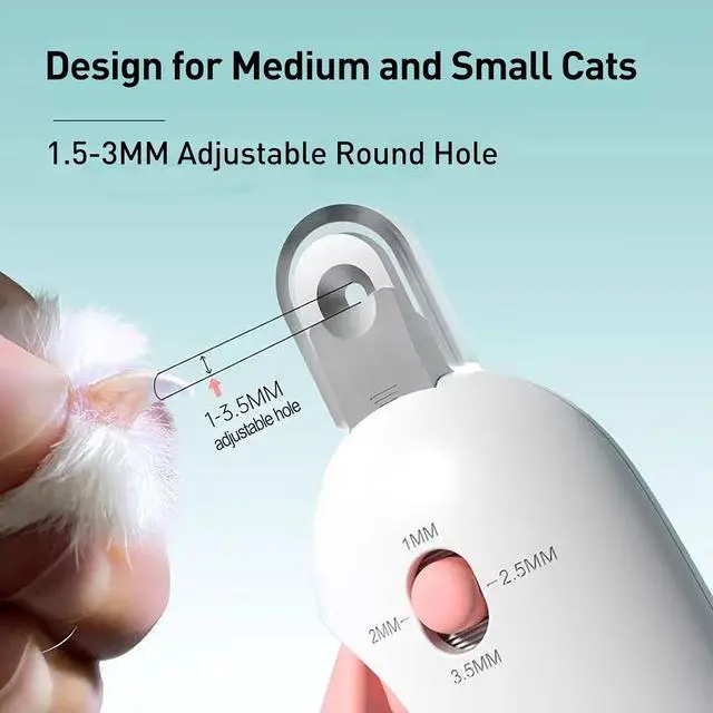 Alt view image 3 of 6 - Cat Nail Clipper | Cat Nail Trimmer with Clipping Debris Storage, Adjustable Sizes, Hidden Nail File, Round Hole Blade for Injury-Free Grooming Tool for Pets, Pink