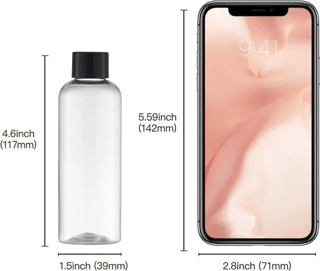 Alt view image 6 of 6 - Tekson Travel Bottles for Toiletries, 3.4oz Mouthwash Container, Screw Top | 5 Pack, small size plastic bottles empty, for liquids & shampoo, with black twist cap, TSA, leak-proof, clear, 100ml
