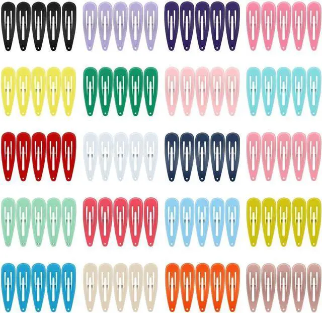 Main image of Hair Clips, ECADY (100-Pack 20 Colors) Non-Slip Snap Barrettes for Girls, Women, Kids - 2 Inch