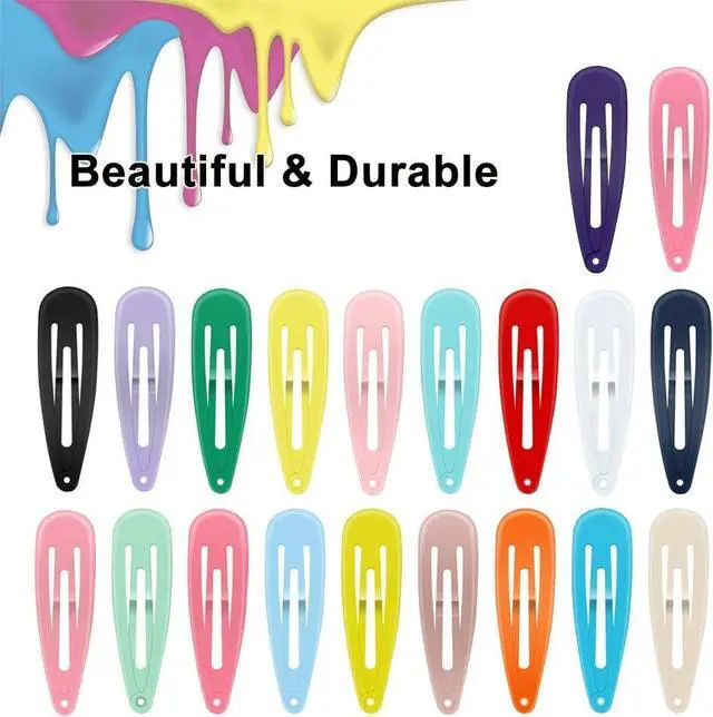 Alt view image 2 of 6 - Hair Clips, ECADY (100-Pack 20 Colors) Non-Slip Snap Barrettes for Girls, Women, Kids - 2 Inch